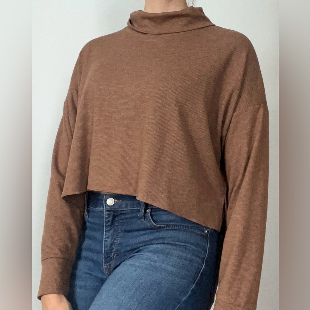 American Eagle Brown Cow Neck Sweater